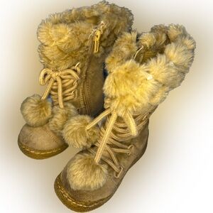 Smart Fit Toddler Girls Brown Suede Lace Up Boots